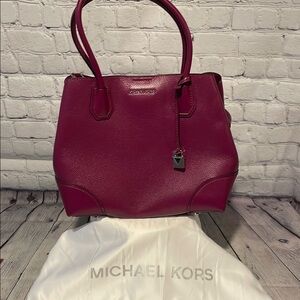 Michael Kors Purple Pebbled Leather Tote with shoulder strap